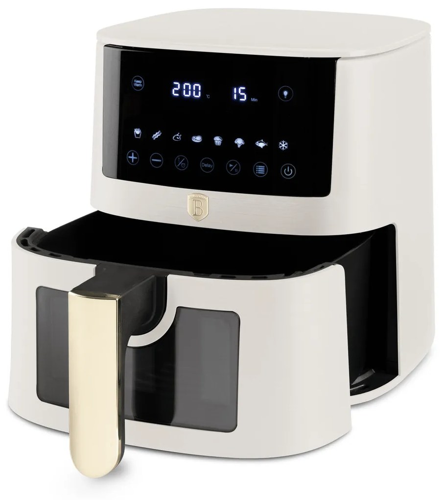 Berlinger Haus XL AirFryer 5 L átlátszó ablakkal matt krém