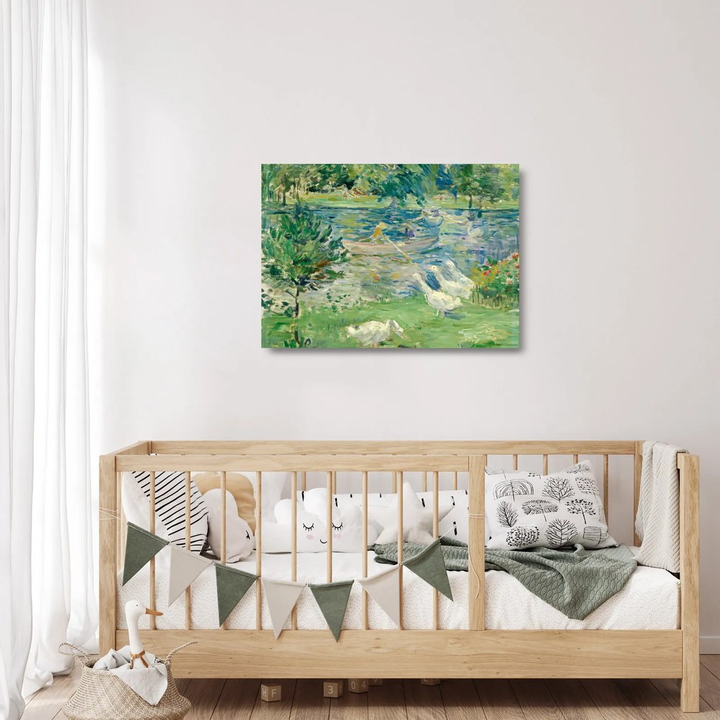Üveg kép - Berthe Morisot, Girl in a Boat with Geese, reprodukciók (70x50 cm)