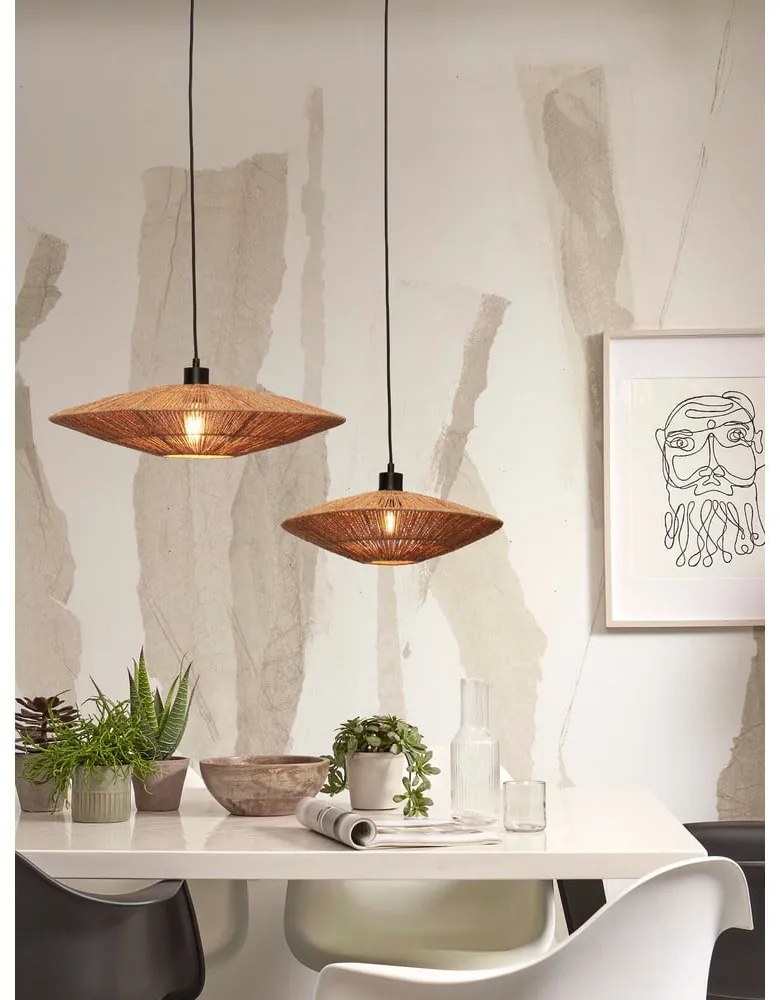 Natúr színű függőlámpa juta búrával ø 40 cm Iguazu – Good&amp;Mojo