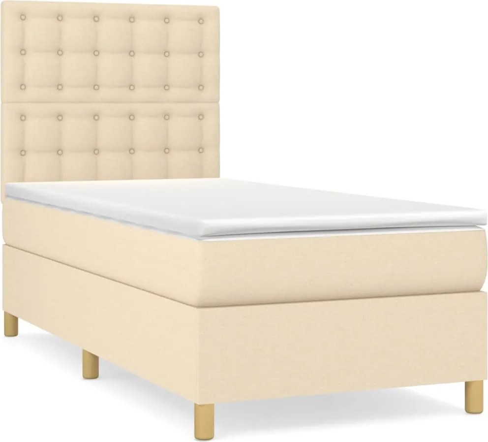 vidaXL krémszínű szövet rugós ágy matraccal 90 x 200 cm