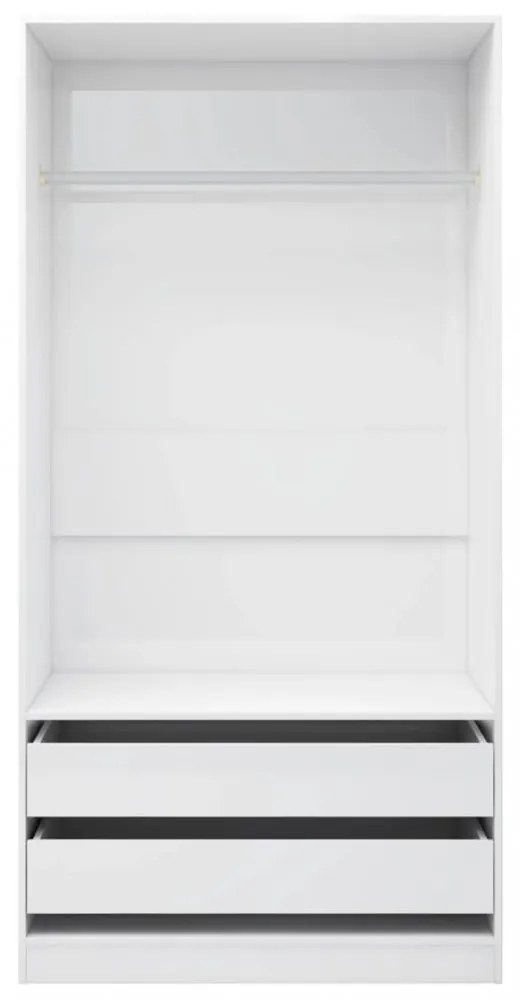 magasfényű fehér szerelt fa ruhásszekrény 100 x 50 x 200 cm