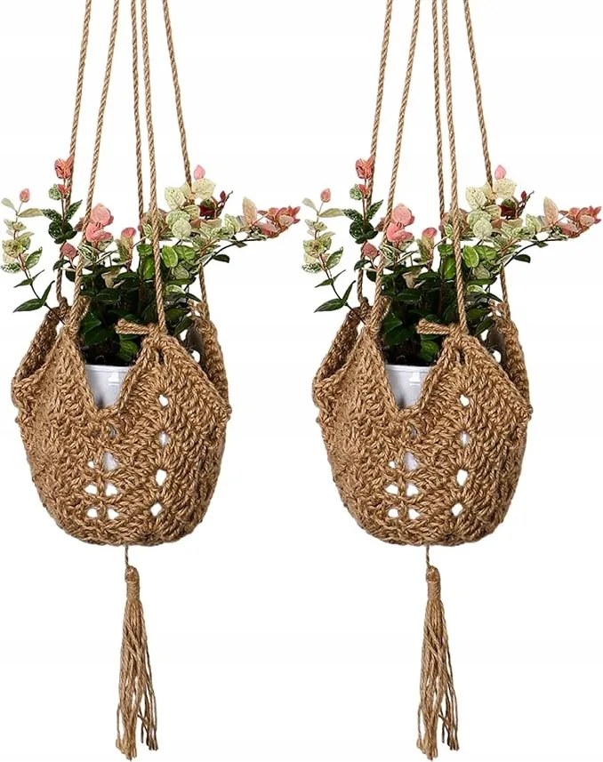 2 szintes szőtt lógó kosár kender kötél lógó gyümölcskosár Ax