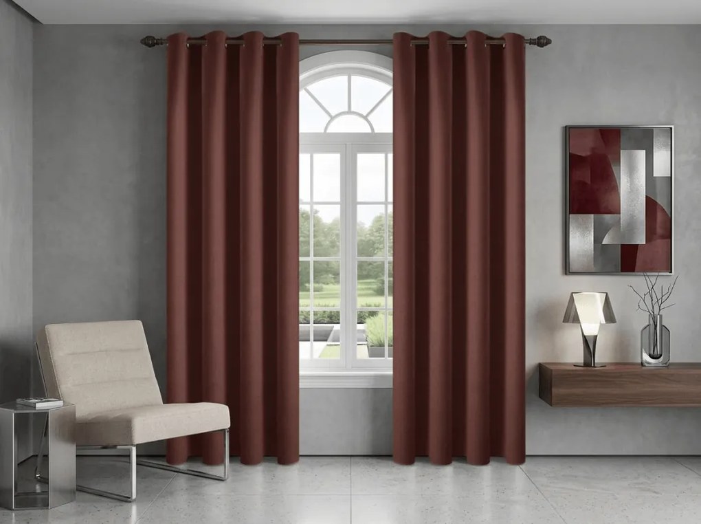 Sötétítő függöny NEREO 140x250 cm, barna Felfüggesztés: Hullámos sínszalag