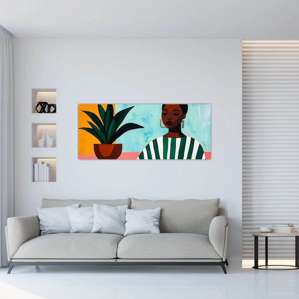 Kép - Nő virággal (120x50 cm)