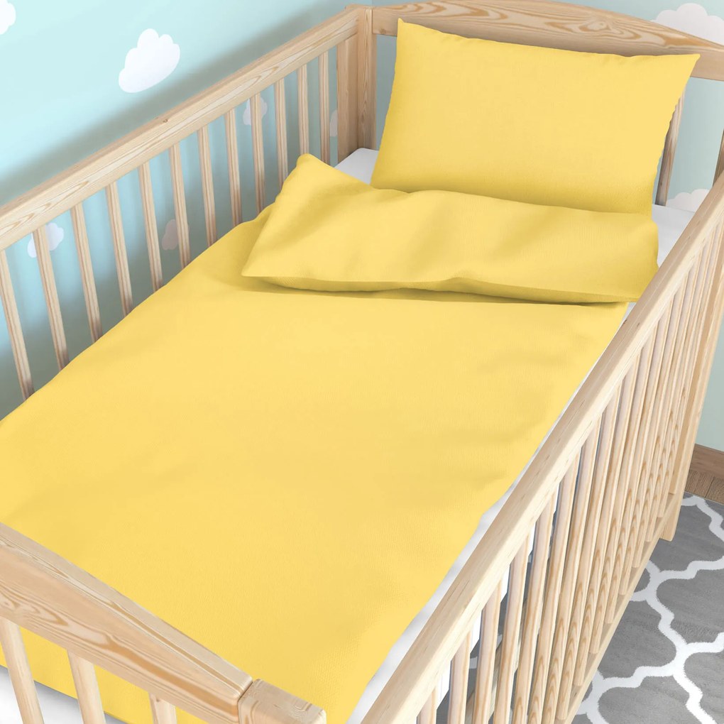 Goldea gyermek pamut ágyneműhuzat kiságyba - sárga 90 x 120 és 40 x 60 cm
