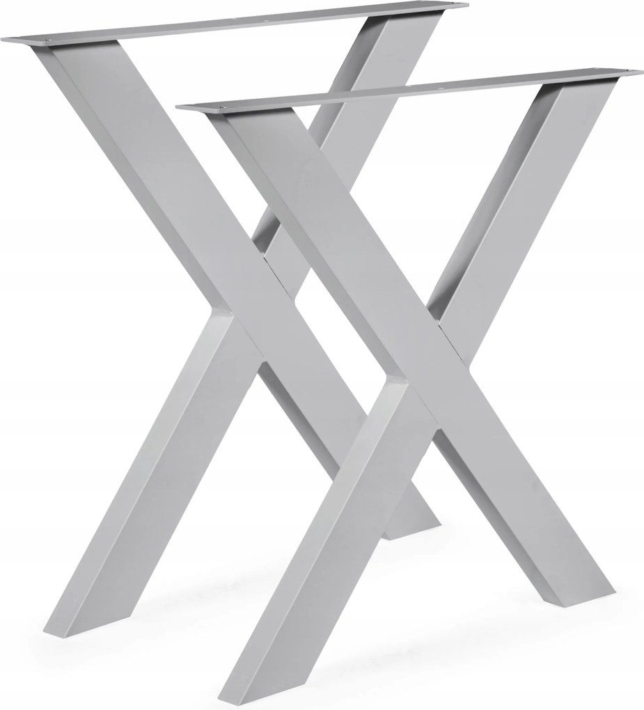2 x X fém láb íróasztalhoz porszórt acél 83x72 cm Szürke