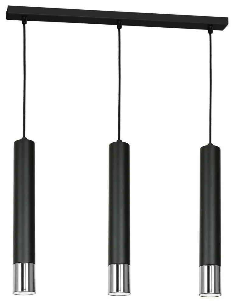 Csillár zsinóron NEST 3xGU10/8W/230V fekete/fényes króm