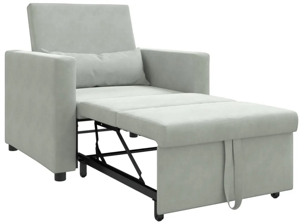 Egyszemélyes kanapéágy Világosszürke 90 x 165 x 87 cm Bársony