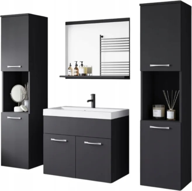 Milano XL fürdőszobabútor szett, szekrény, tükör, mosdó