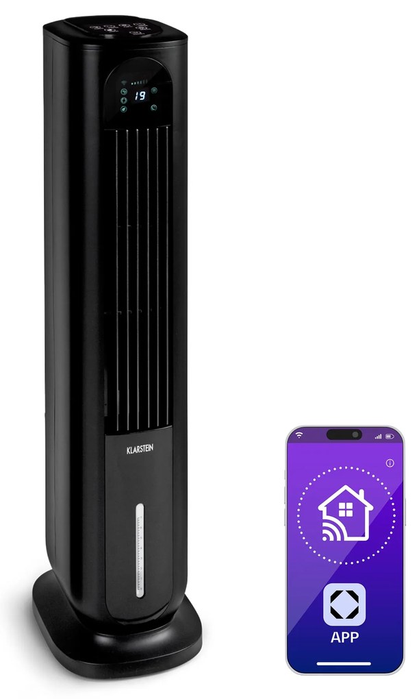 Klarstein Polar Tower Smart, ventilátor, léghűtő, 7L, 85W, távirányító, 5x hűtődoboz