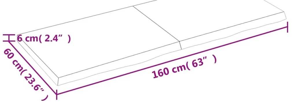 sötétbarna kezelt tömör tölgyfa asztallap 160x60x(2-6) cm