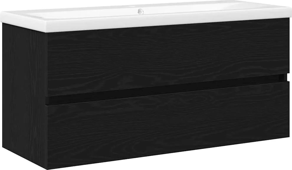 vidaXL Fürdőszobai mosdószekrény Fekete tölgy 100 x 39 x 62 cm Faanyag