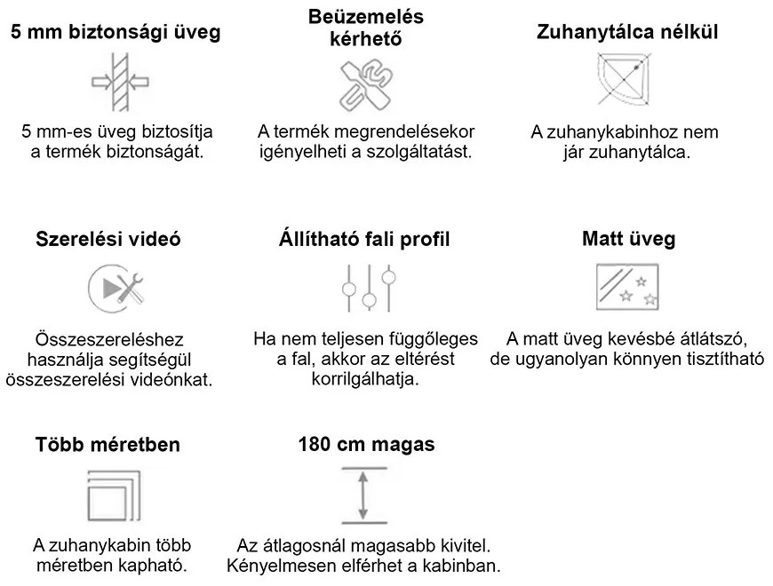 Spirit Matt 90x90 cm íves zuhanykabin zuhanytálca nélkül