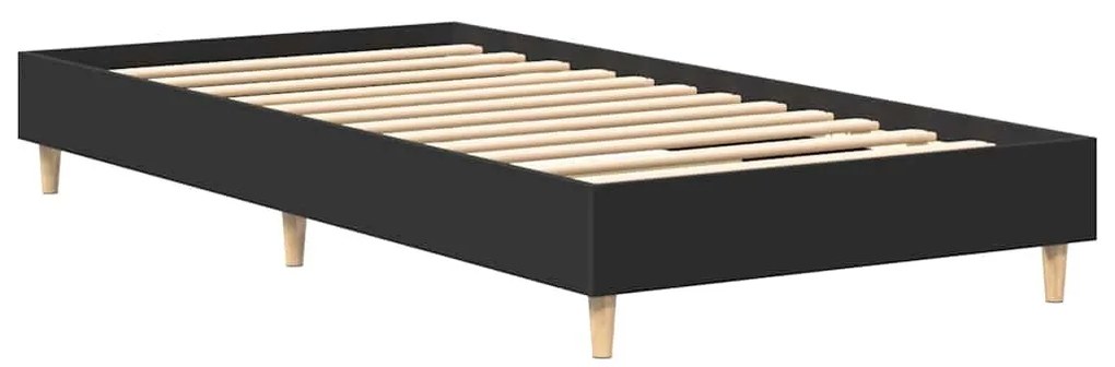 fekete szerelt fa ágykeret matrac nélkül 90 x 200 cm