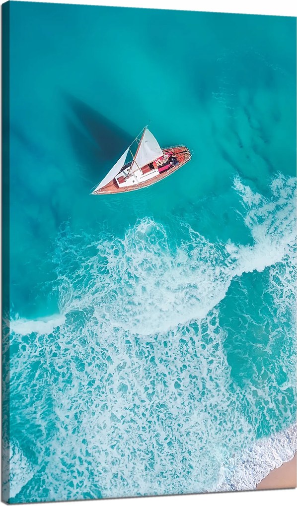 Vászonkép Vitorlás Hullámok Homokpart 70x120 cm Ideális ajándék
