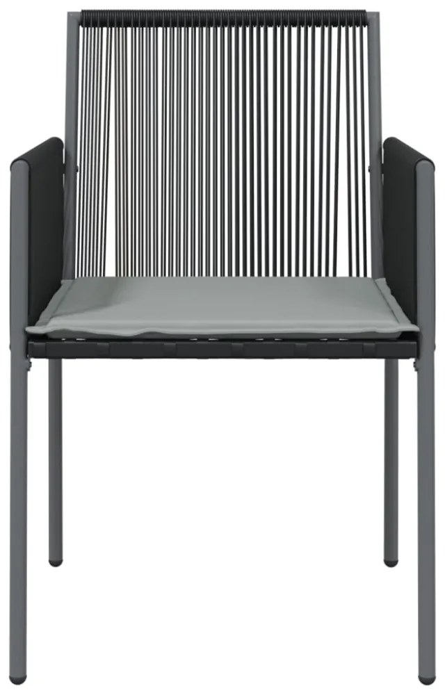 4 db fekete polyrattan kerti szék párnával 54x60,5x83,5 cm