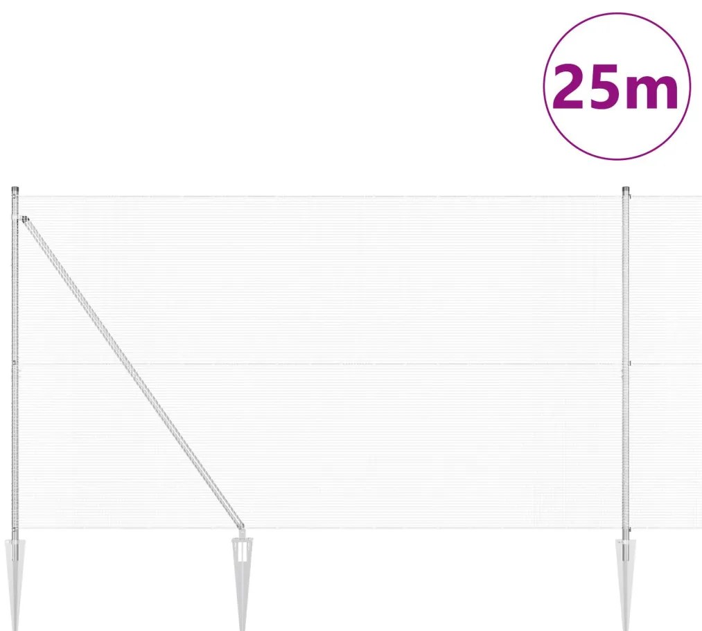 Hegesztett Drótkerítés 13 Cölöppel 1.6x25 m Horganyzott Acélból