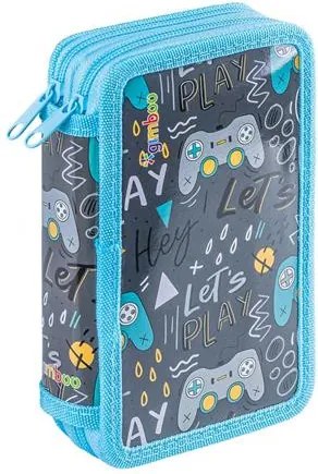 Tolltartó, töltött, 2 emeletes, cipzáras, Gimboo Jumbo, gamer, kék (DBTS26PL86)