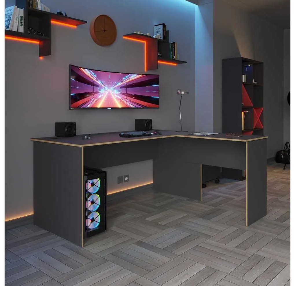 Sarok PC asztal Raven (antracit + tölgy) . 1109410