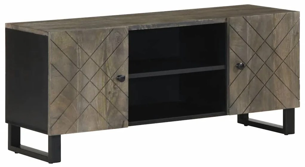 fekete tömör mangófa TV-szekrény 105 x 33 x 46 cm