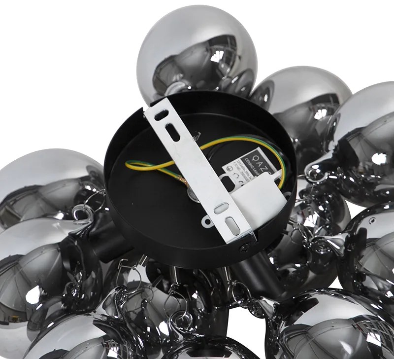 Design mennyezeti lámpa fekete füstüveggel 3-lámpás - Uvas