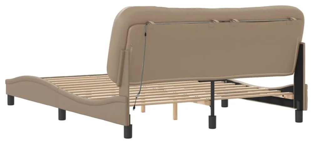 kávészínű ágykeret LED-ekkel matrac nélkül Hvar 160 x 200 cm