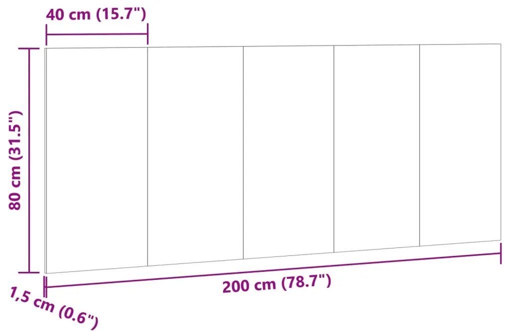 antik fa színű szerelt fa ágyfejtámla 200x1,5x80 cm