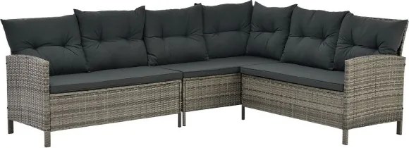 Juskys Manacor kerti rattan szett - szürke/antracit párnák