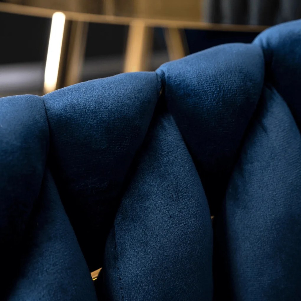 Fonott bársony szék sötétkék színben, CAPI