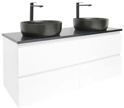 SAT B-Way Fürdőszobaszekrény mosdóval és műkő lappal 119x50x45 cm fehér fényes BWAY2120WTKUB