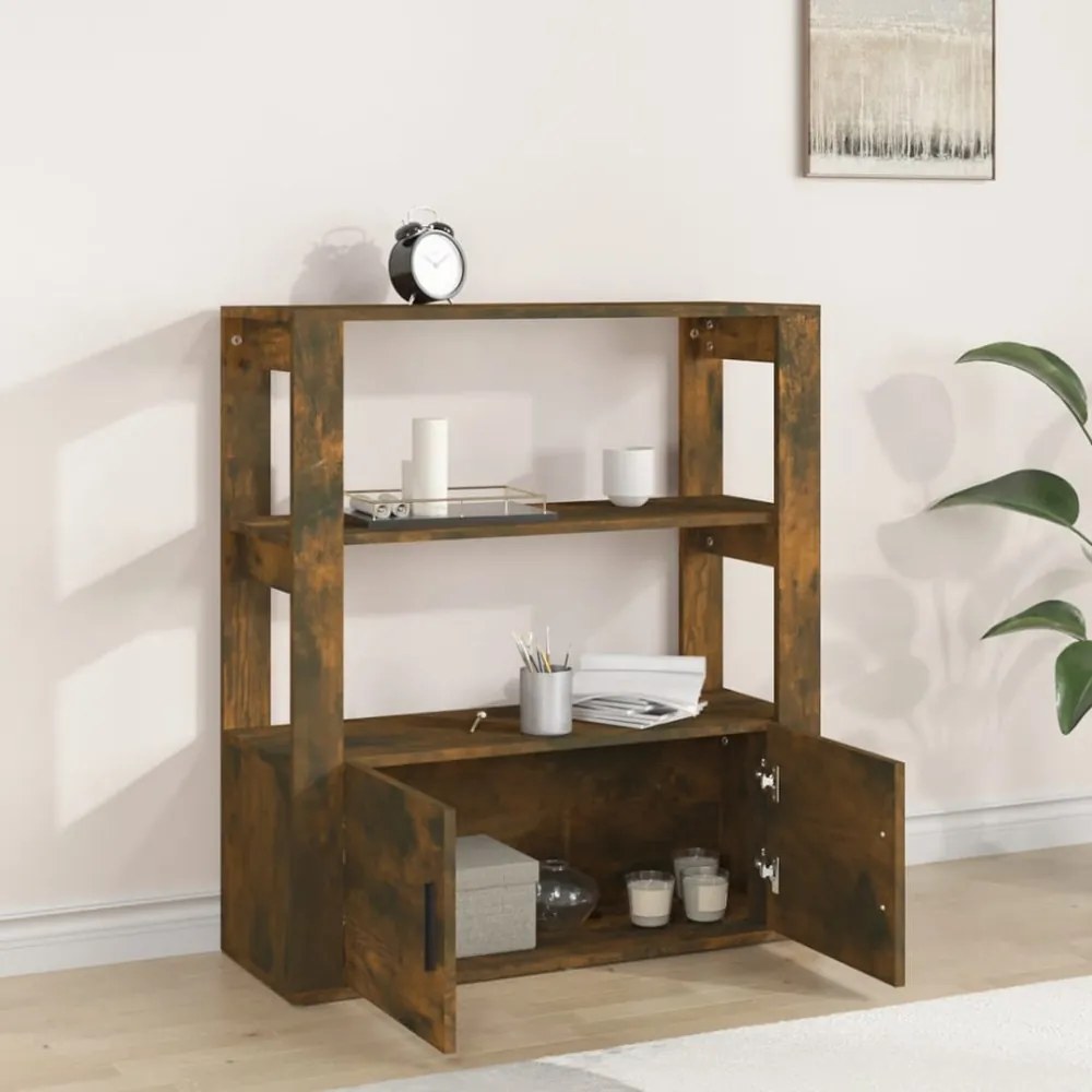füstös tölgy színű szerelt fa tálalószekrény 80x30x90 cm