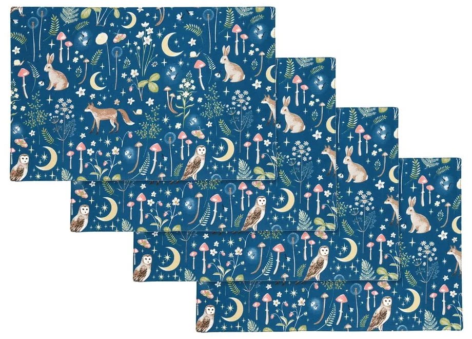 Pamut tányéralátét szett 4 db-os 30x46 cm Enchanted Twilight Animals – Catherine Lansfield