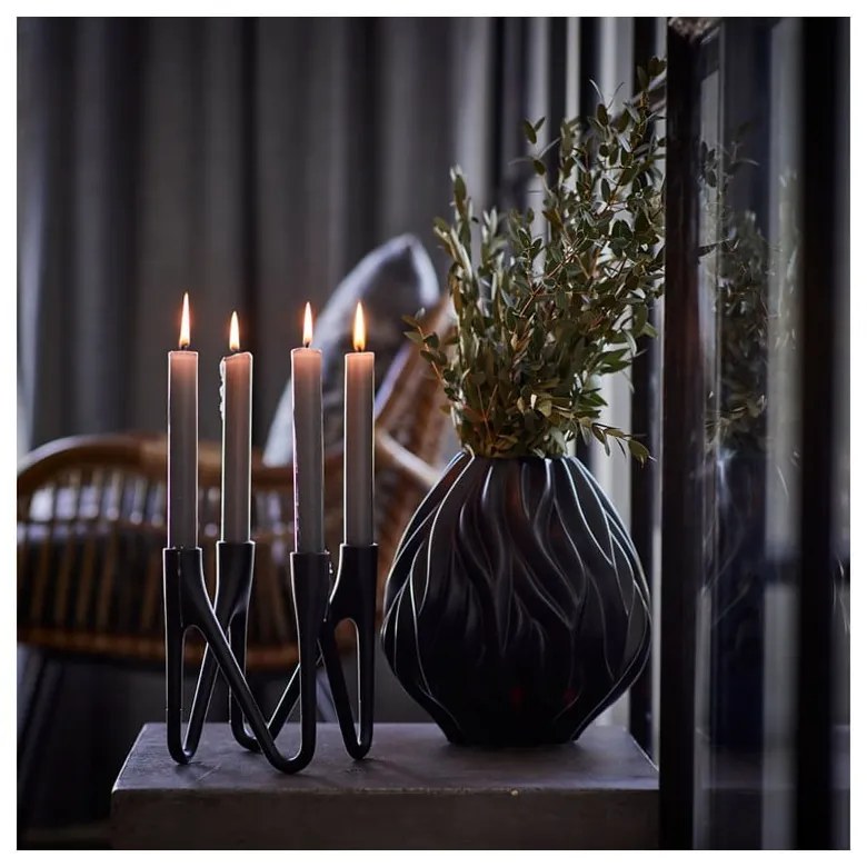 Flame fekete porcelán váza, magasság 23 cm - Morsø