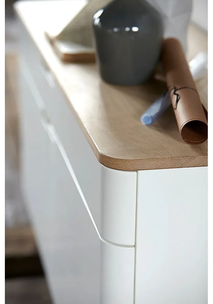 Amalfi alacsony fehér tölgyfa komód - Unique Furniture