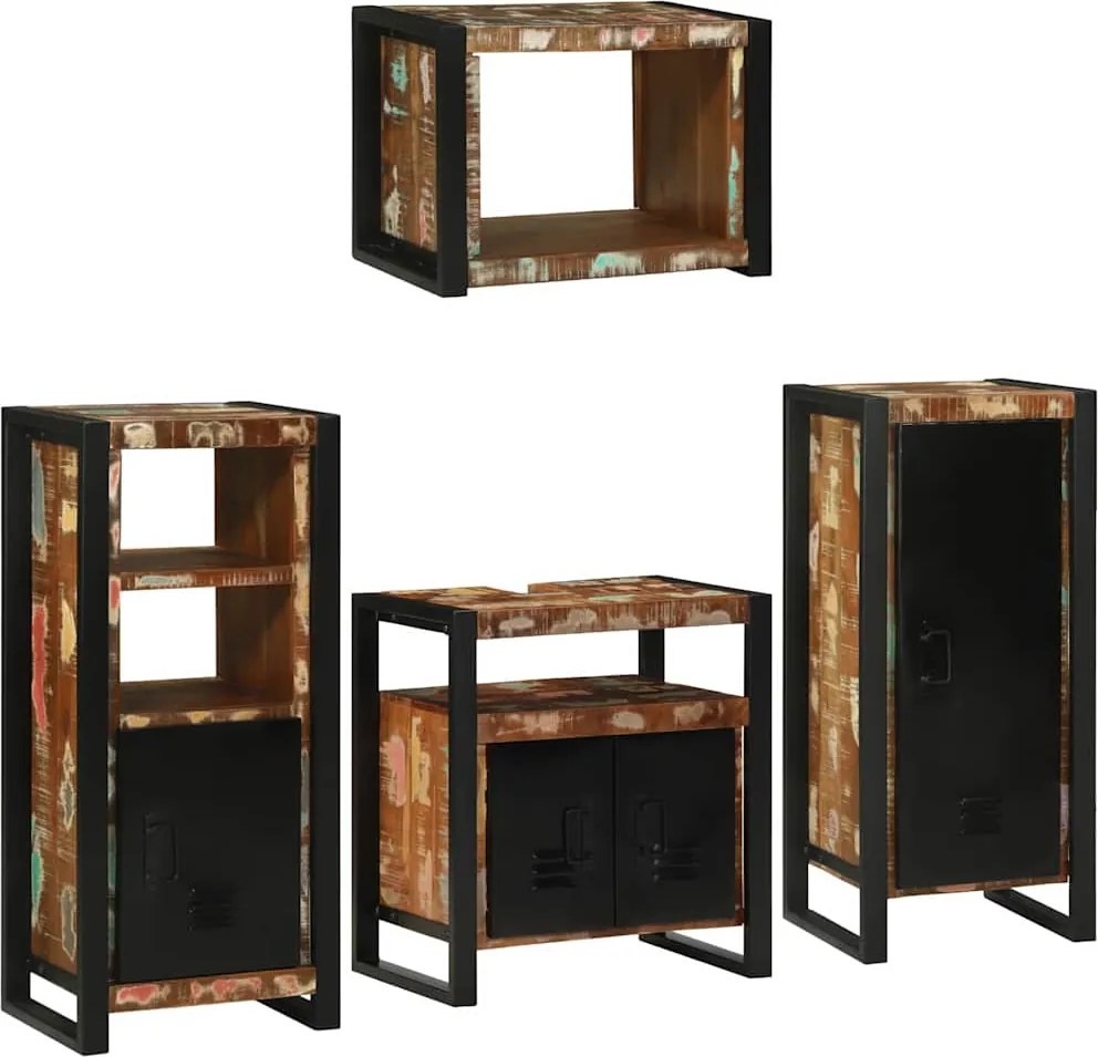 vidaXL Fürdőszoba bútor szett 4 pcs Szilárd újrahasznosított fa