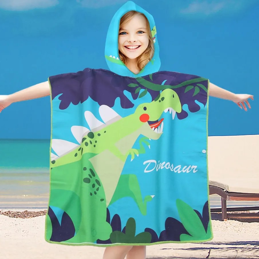 Gyerek poncsó DINOSAUR színes Méret: 60 x 120 cm