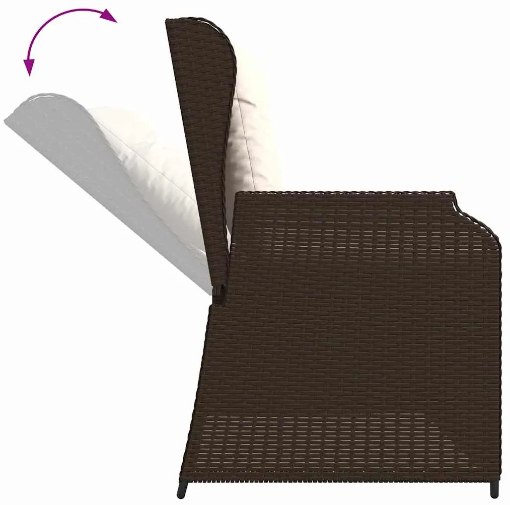 Kerti pad párnával Barna Poli rattan