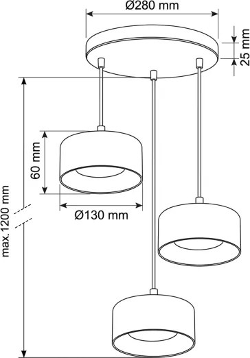 Brilagi - Kábelen függesztett csillár AURA LUX 3xGX53/30W/230V fekete/füstszínű