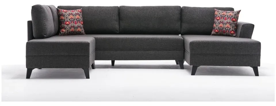 Antracitszürke sarokkanapé (U alakú) Eris – Balcab Home