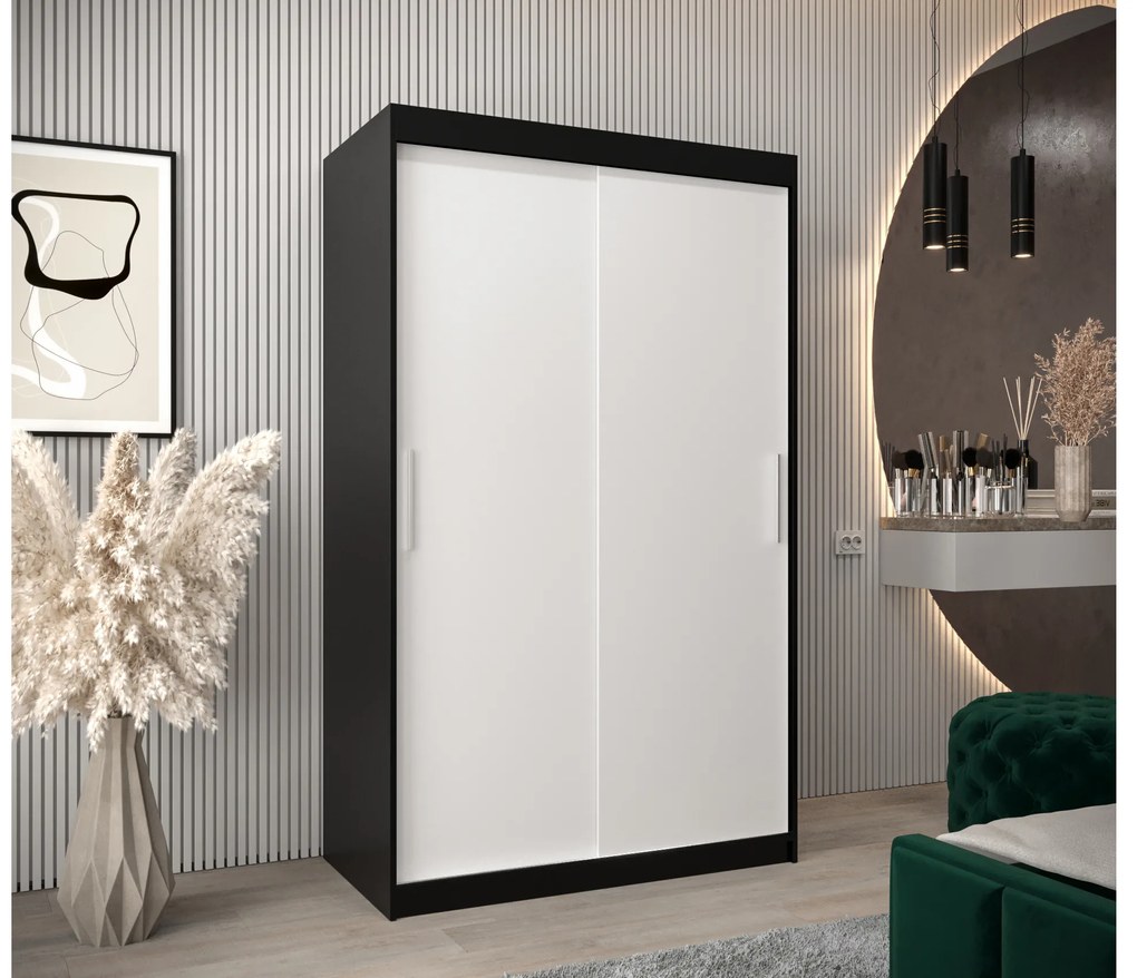 Ruhásszekrény 120 cm Toki (matt fekete + matt fehér). 1064807