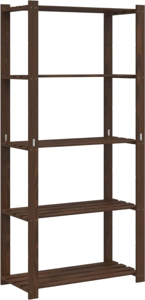 vidaXL 5 szintes barna tömör fenyőfa tárolóállvány 80 x 38 x 170 cm