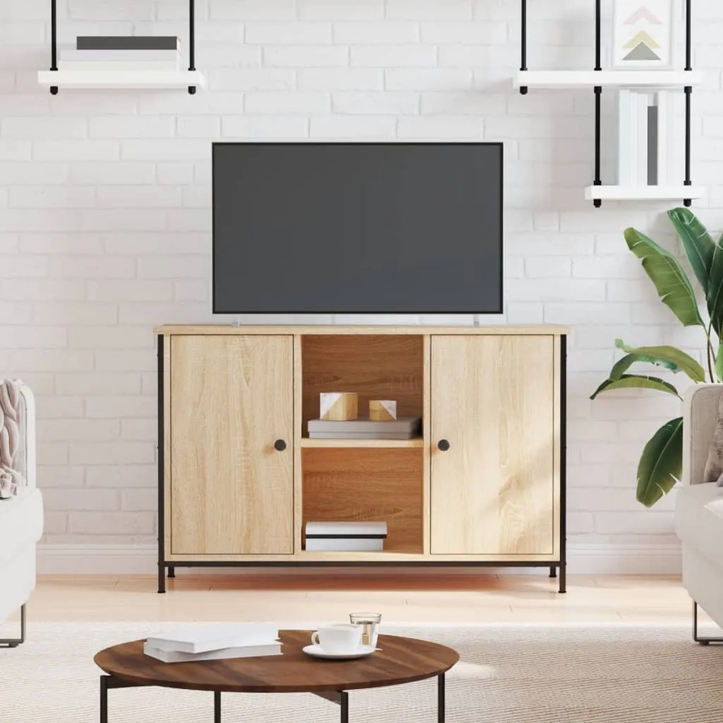 sonoma tölgy színű szerelt fa TV-szekrény 100 x 35 x 65 cm