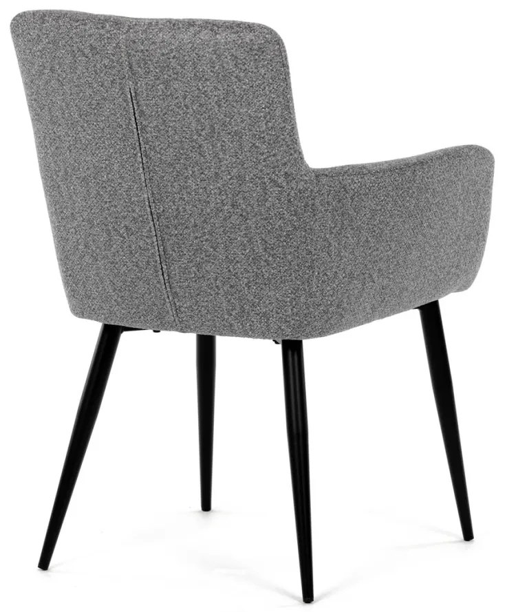 Scaun de sufragerie elegant cu brațe, stofă gri, metal negru
