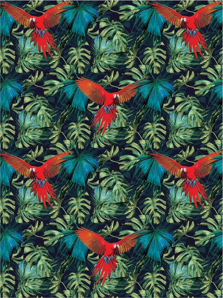 Flizelin fotótapéta Egzotikus papagájok a trópusi erdőben 206x275 +ragasztó