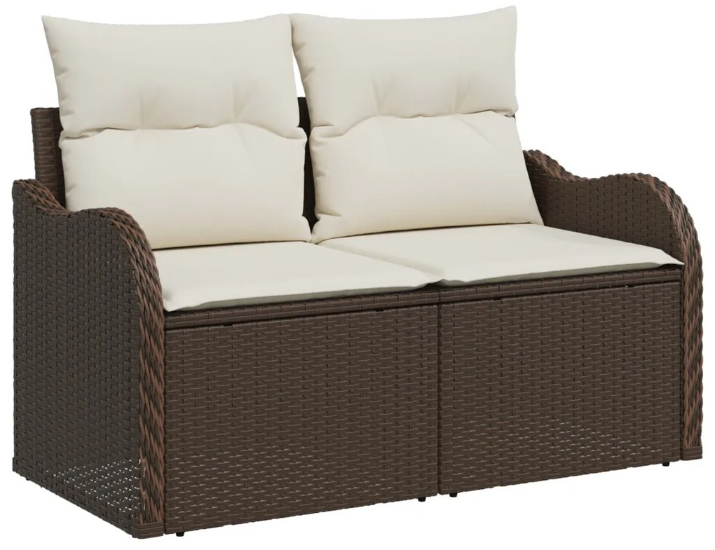 8 darabos kert kanapé szett párnákkal Barna Poly Rattan, 2 fős kert kanapé párnákkal Barna Poly Rattan