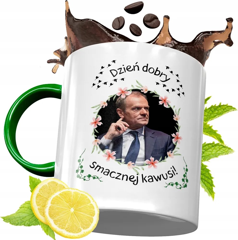 Donald Tusk Zöld Bögre Ajándék Nyomtatott Fotóval
