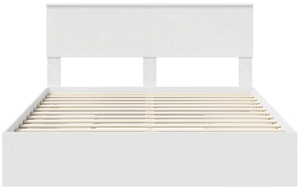 vidaXL Ágykeret fiókkal fejtámlával Fehér 150 x 200 cm Faanyag