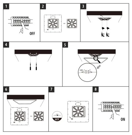 LED mennyezeti lámpatest LED/24W/230V 3000/4000/6500K 30x30 cm fekete