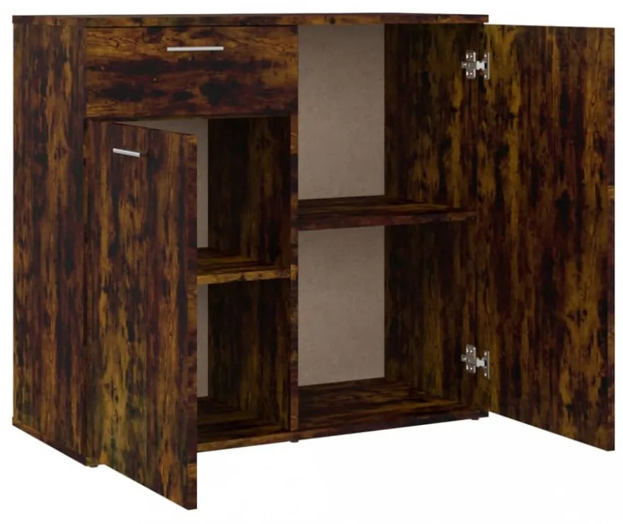 füstös tölgy színű szerelt fa tálalószekrény 80x36x75 cm