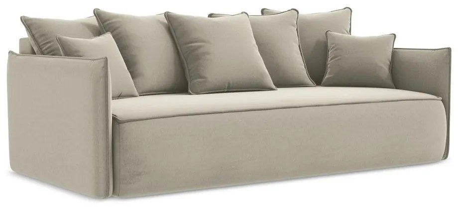 Bézs bársony kinyitható-tárolóhelyes kanapé 225 cm Hula – Makamii